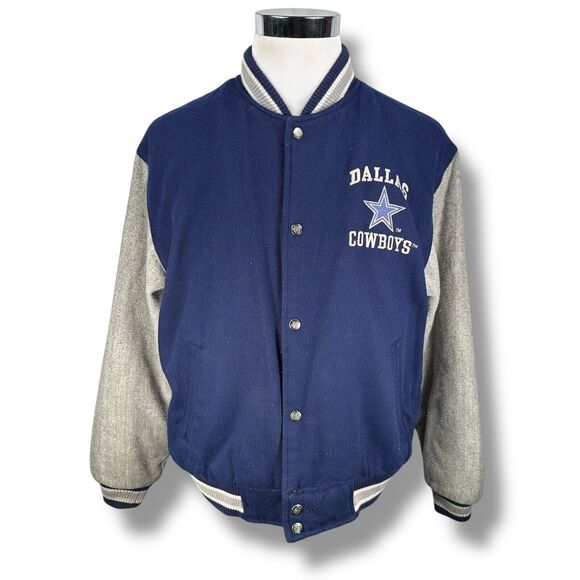 Vintage Logo Athletic Dallas Cowboys Varsity Jacket Men’s Medium Blue Gray Wool - Picture 1 of 16